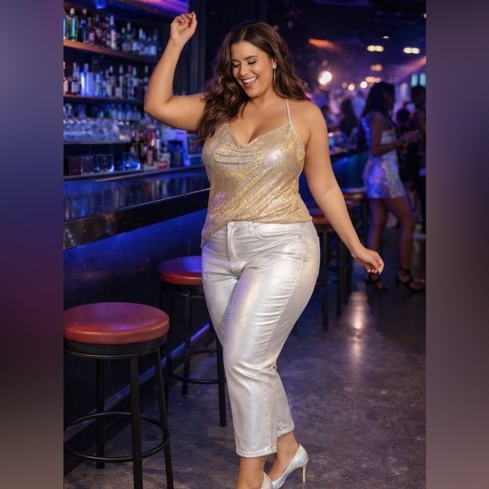 RM Rebecca Minkoff Silver Metallic Jean